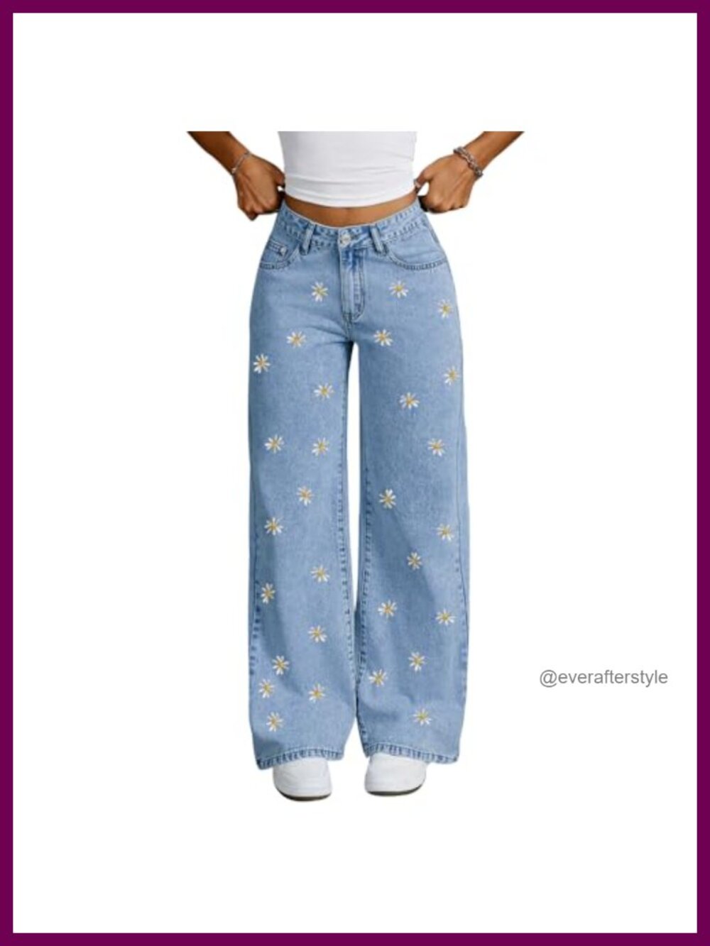 Wide Leg Ripped Jeans High Waist Floor-Length Loose Casual